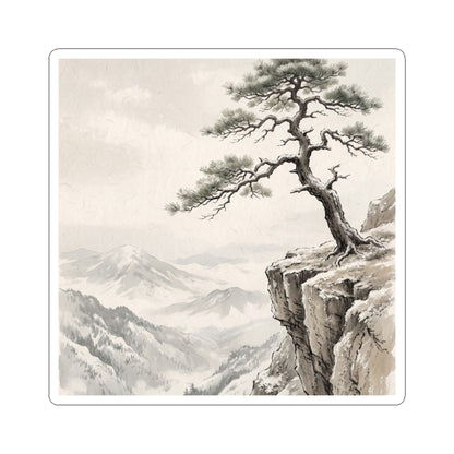 Neutral Pine Tree Sticker - Japanese Pattern Japandi