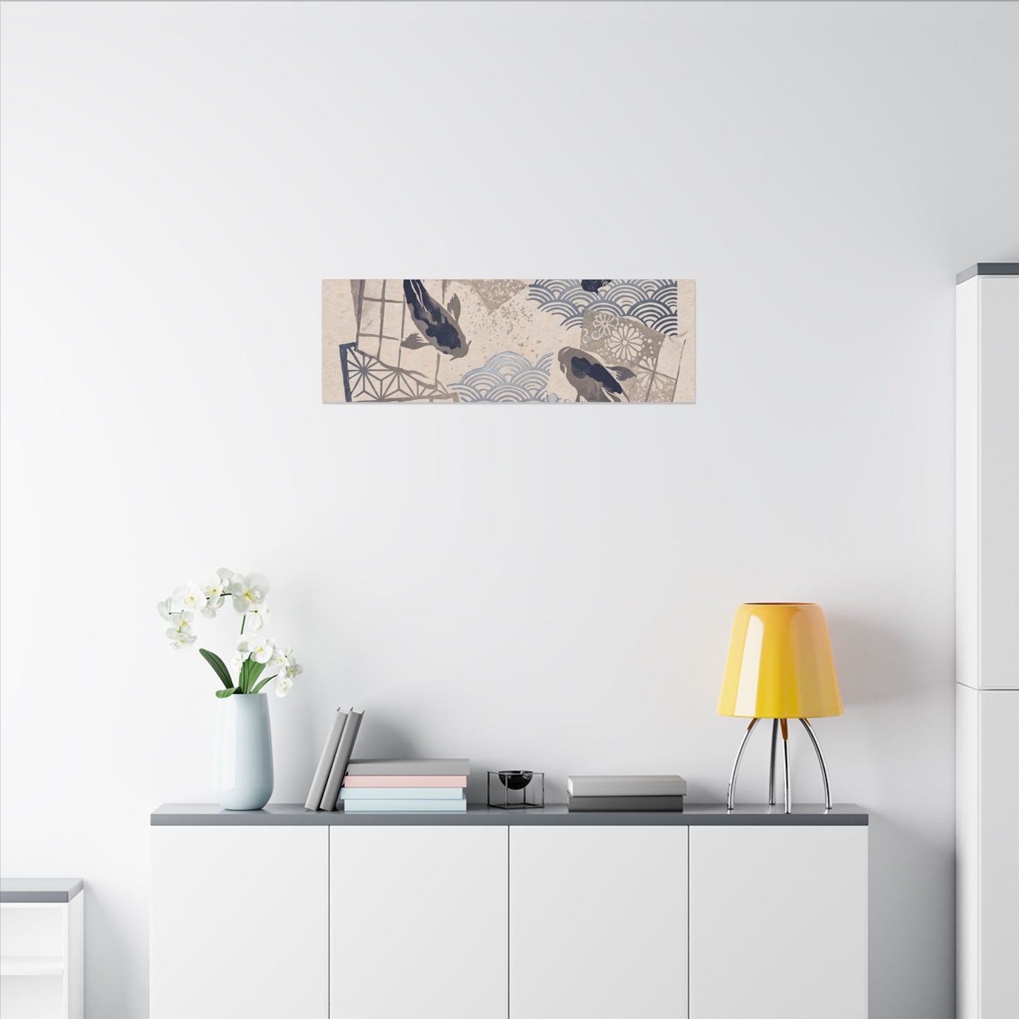 Earthy Koi Pond Canvas Art - Japanese Pattern Japandi