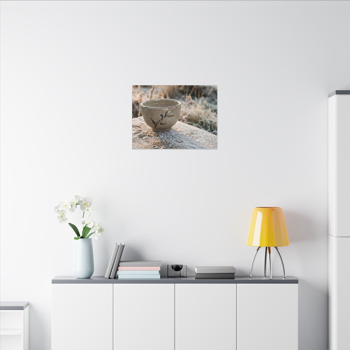 Golden Hour Ceramic Bowl Canvas Art - Japandi Ma