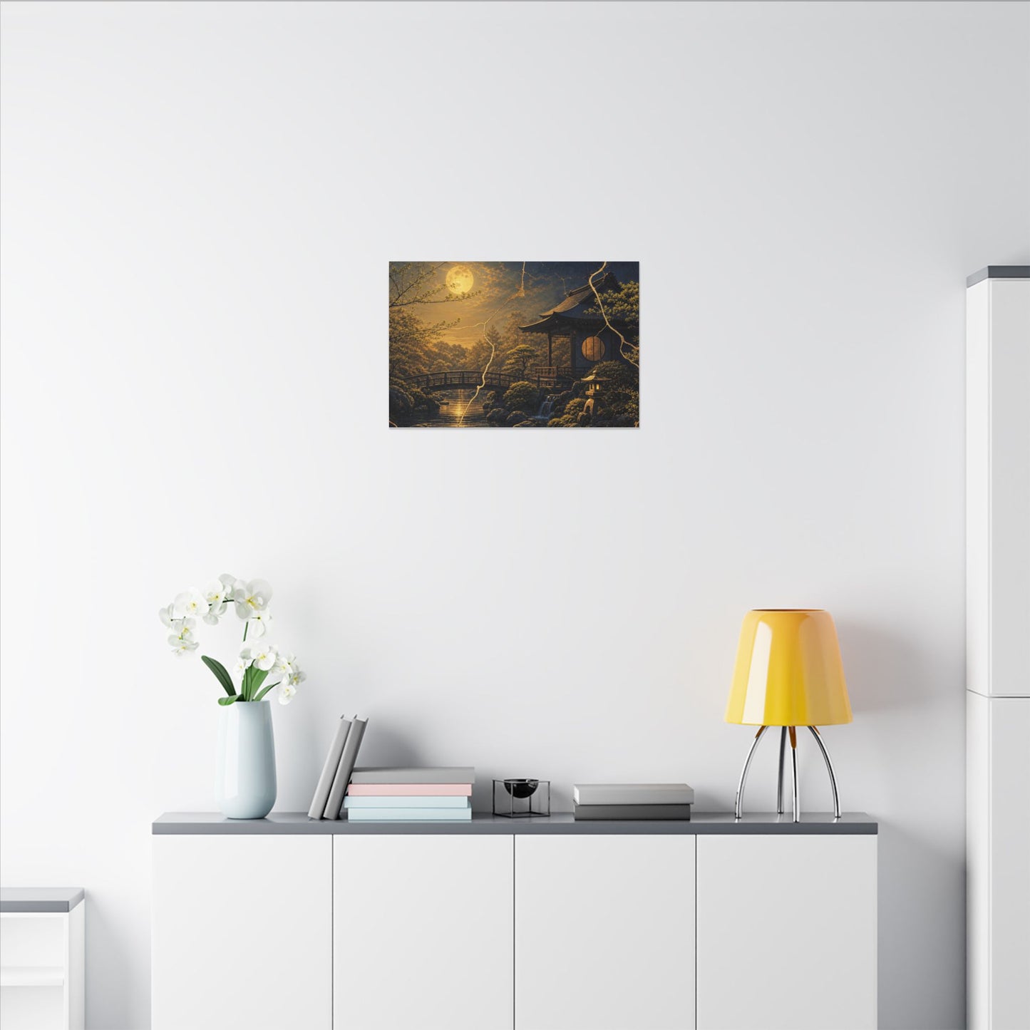Spring Moonlit Garden Gold Vein Canvas Art | Resilient Decor