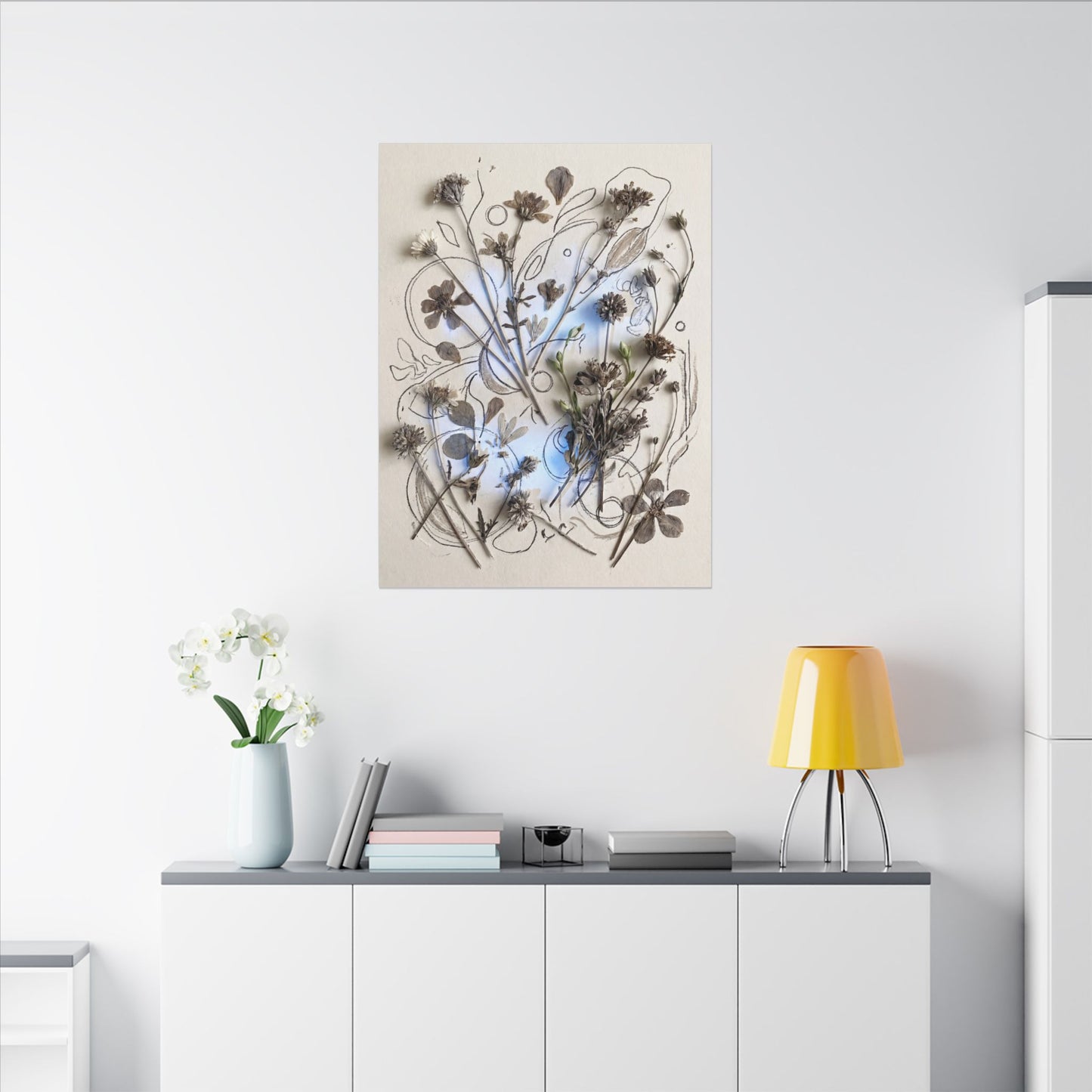 Dried Flowers Minimal Line Canvas Art | Elegant Japandi Art