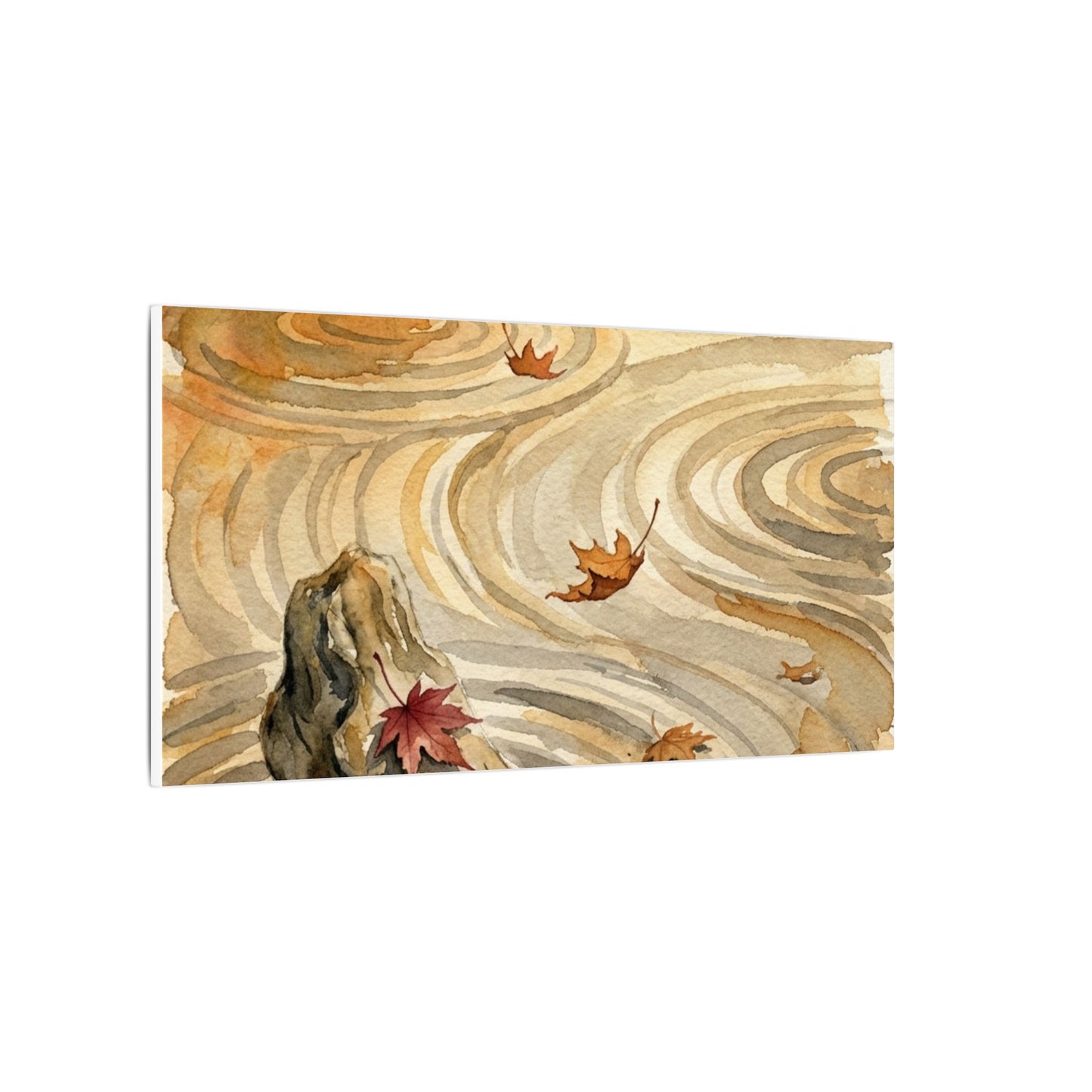 Autumn Rock Garden Watercolor Canvas Art | Neutral Decor