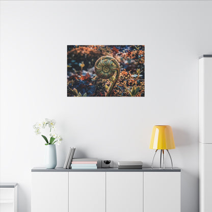 Kintsugi Fern Unfurling in Dappled | Gold Vein Canvas Art