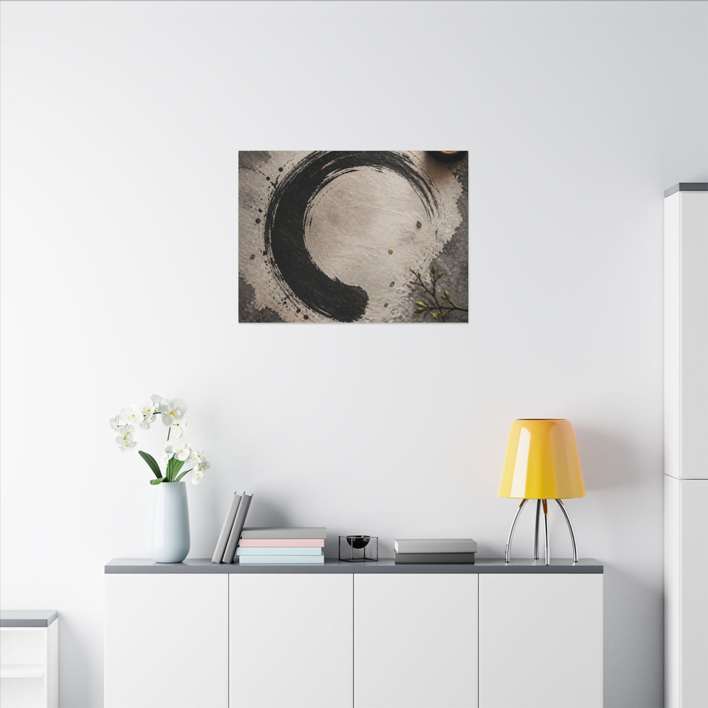 Candlelight Ink Brushstroke Canvas Art - Zen Ma