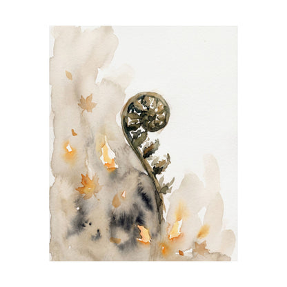 Fern Unfurling Watercolor Wall Art Print | Neutral Japandi Art