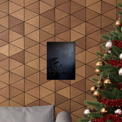 Dark Japandi Dried Flowers in Dawn | Shadow Zen Wall Art Print