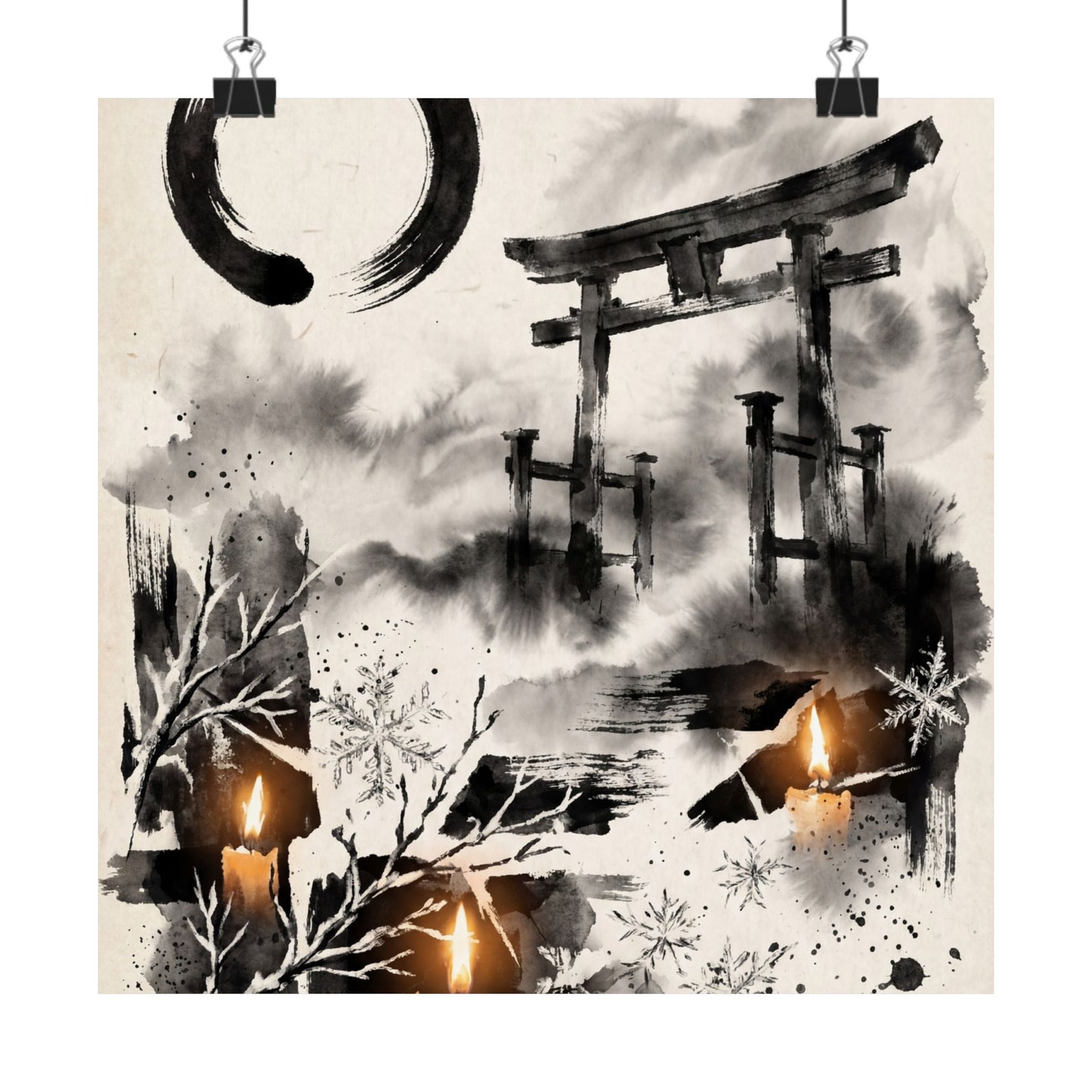 Zen Torii Gate in Candlelight | Enso Wall Art Print Art Print