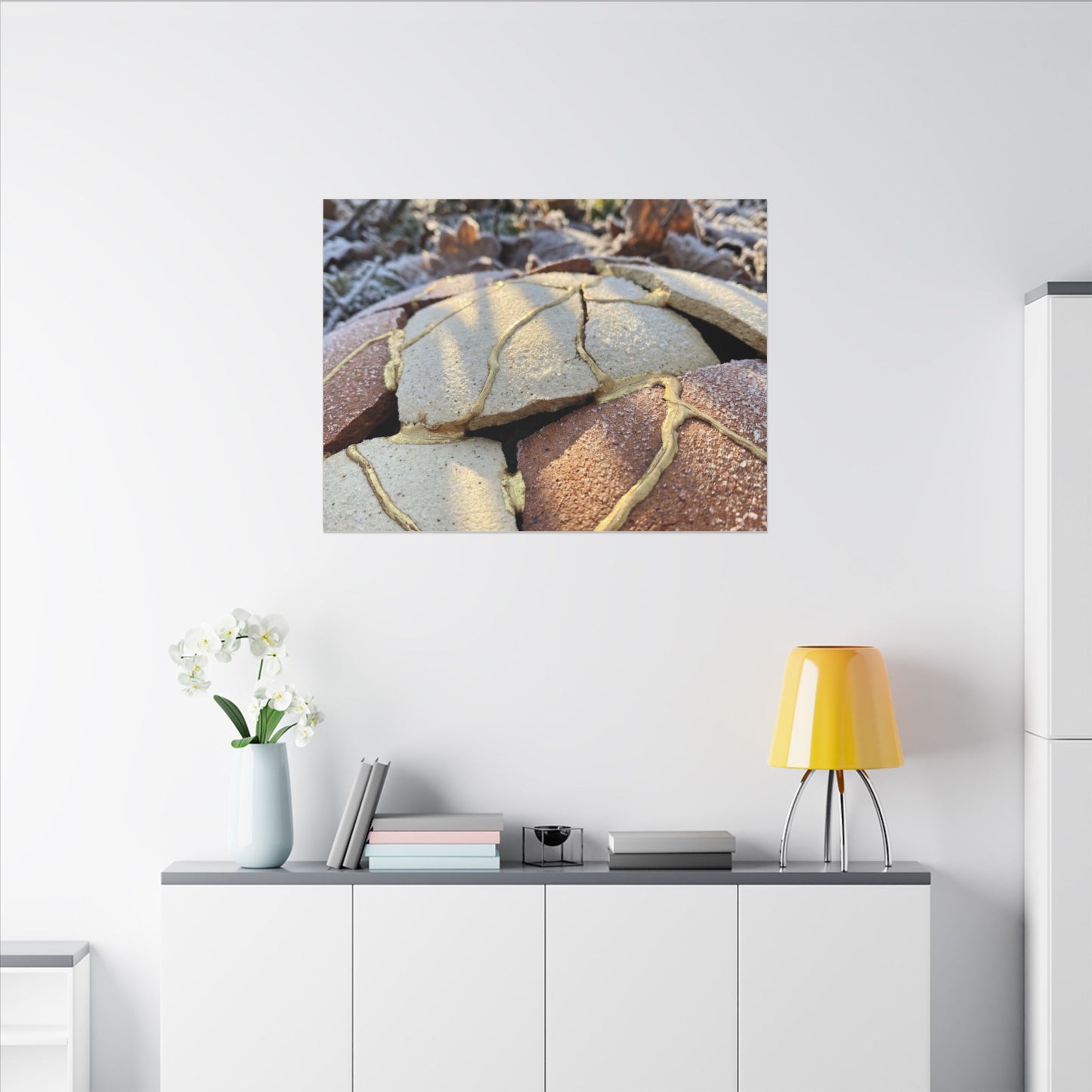 Broken Pottery Crackle Gold Canvas Art | Healing Kintsugi Art