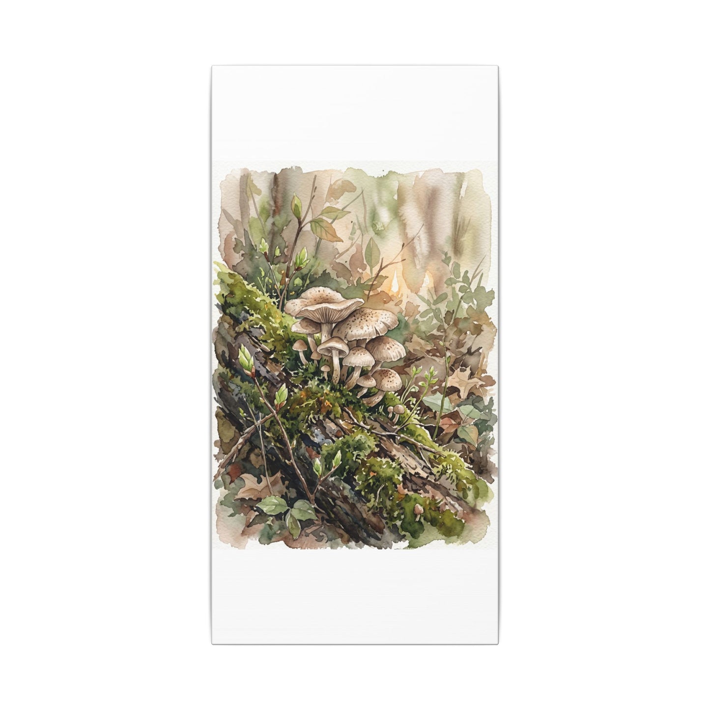 Wild Mushrooms Canvas Art | Spring Japandi Watercolor Art