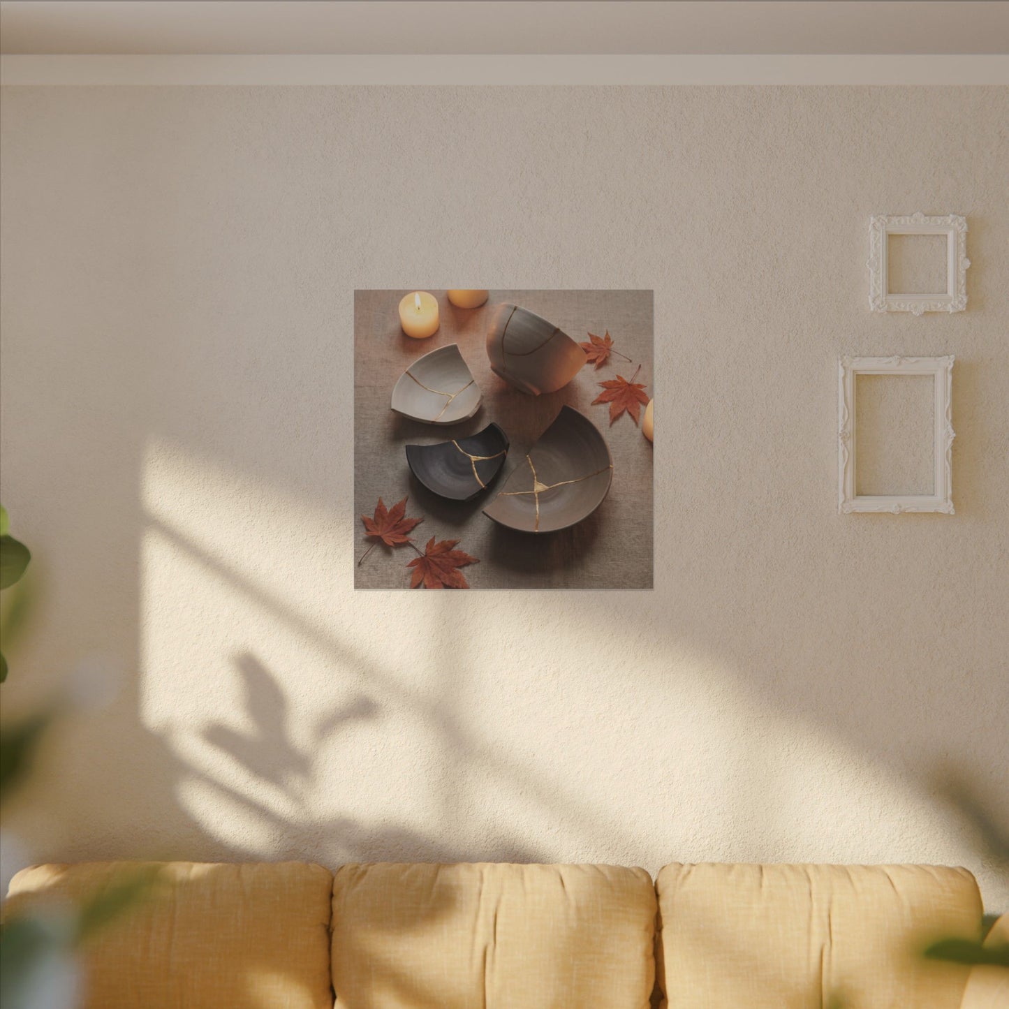 Candlelight Broken Pottery Canvas Art - Japandi Ma