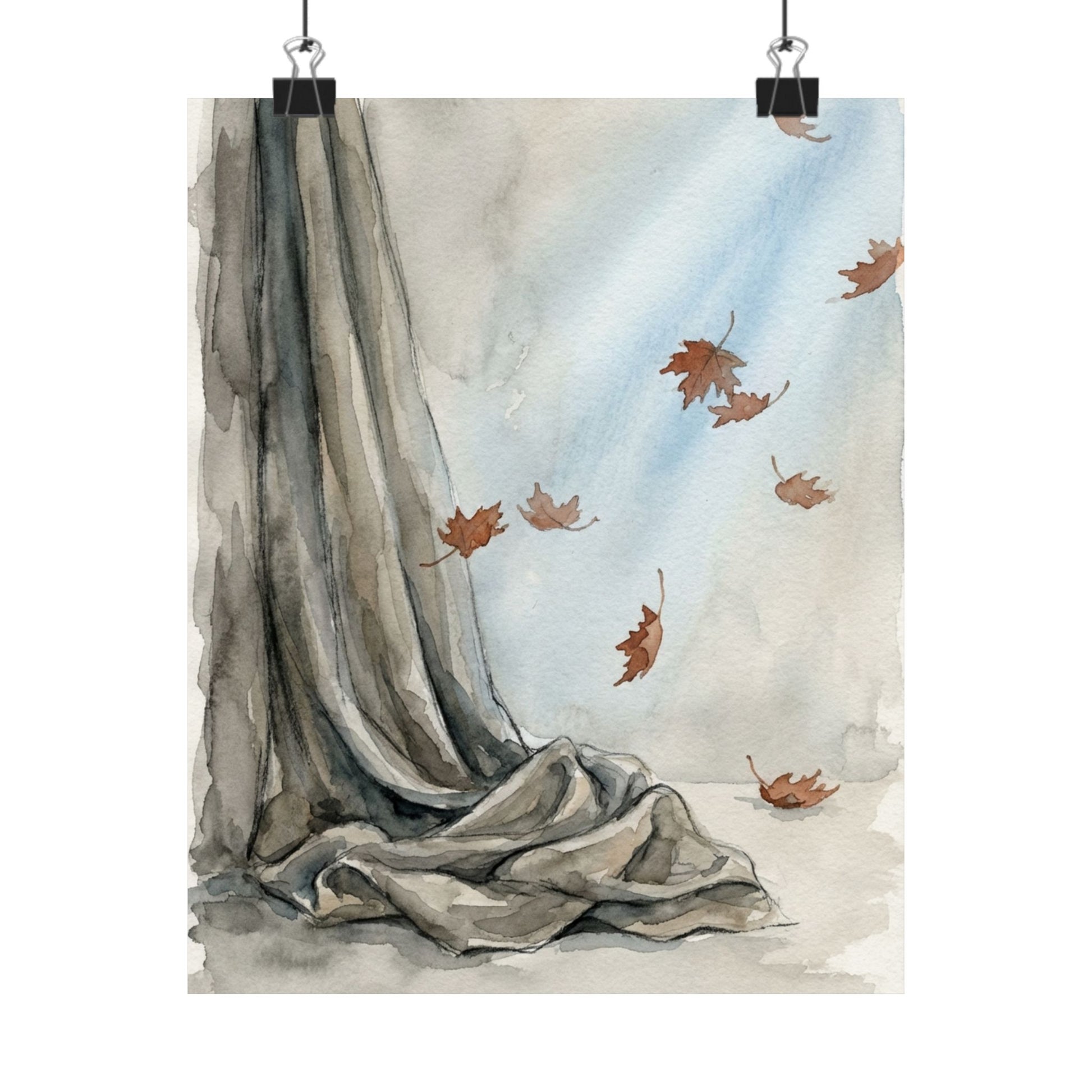 Warm Silk Drape Wall Art Print - Watercolor Japandi Art Print