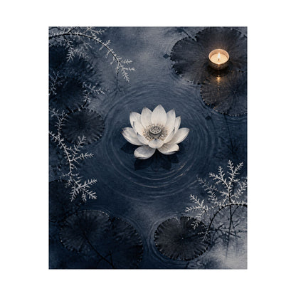 Lotus Flower Wall Art Print | Winter Zen Sumi E Art