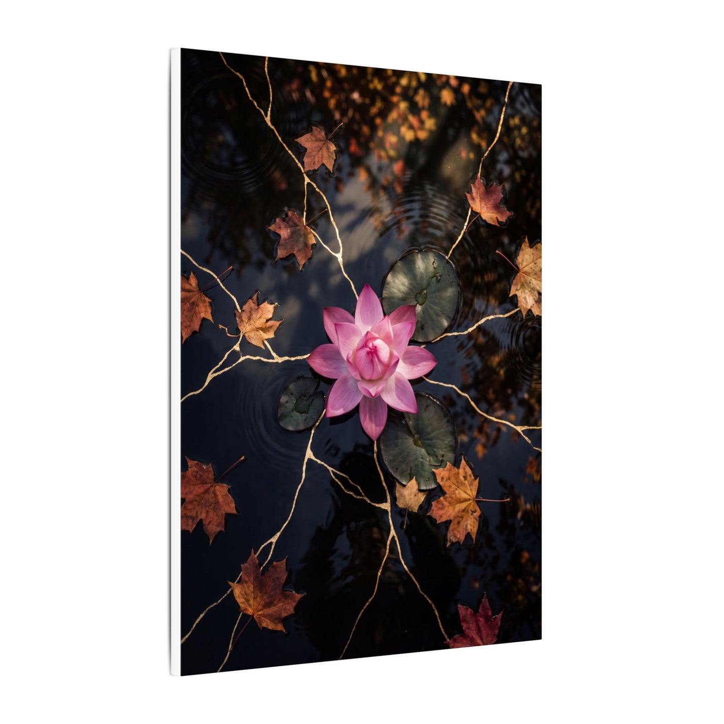Ma Lotus Flower Canvas Art - Kintsugi Gold Vein