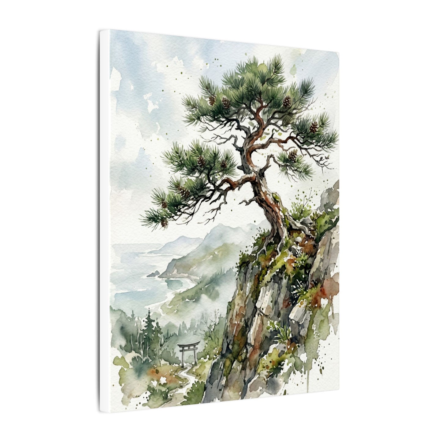 Pine Tree Spring Canvas Art | Japandi Neutral Design