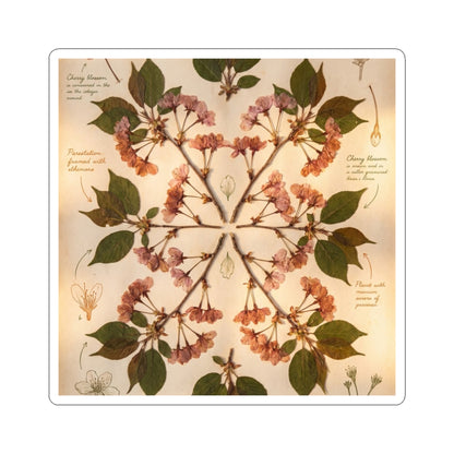 Summer Cherry Blossom Herbarium Sticker | Nostalgic Decor Art Print
