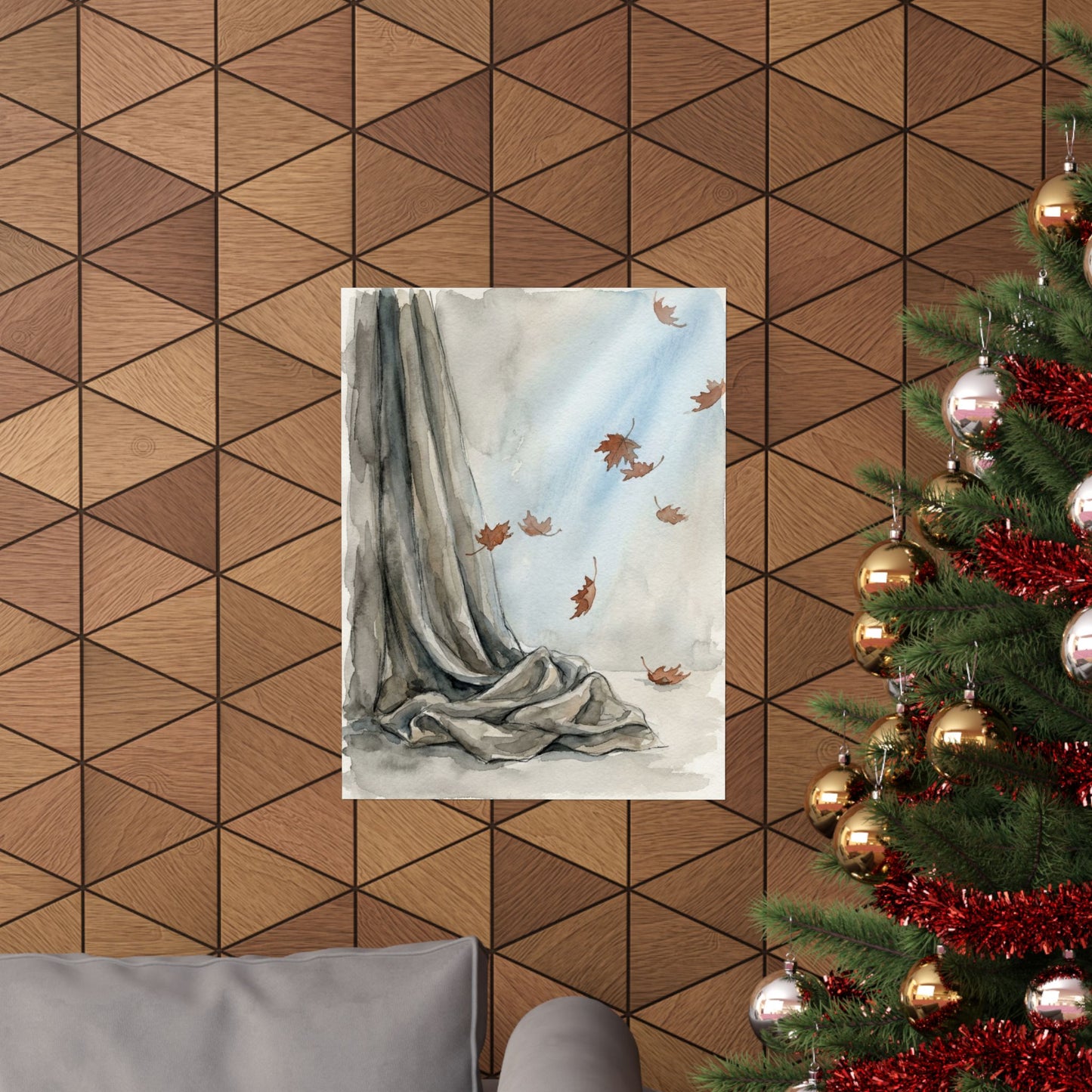 Warm Silk Drape Wall Art Print - Watercolor Japandi