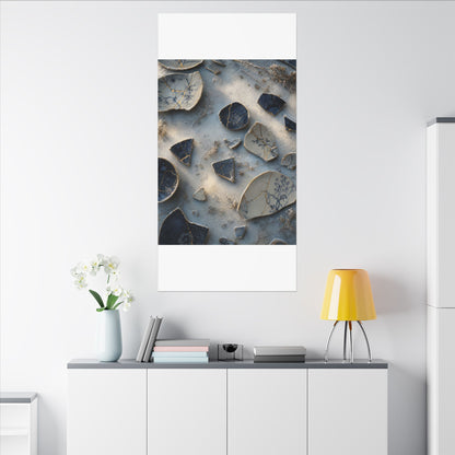 Broken Pottery Canvas Art | Winter Kintsugi Gold Vein Art