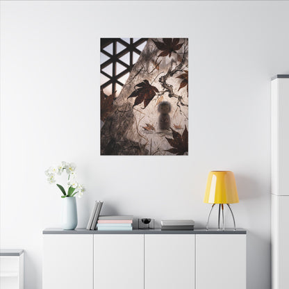 Shoji Screen Autumn Canvas Art | Dark Japandi Atmospheric Design