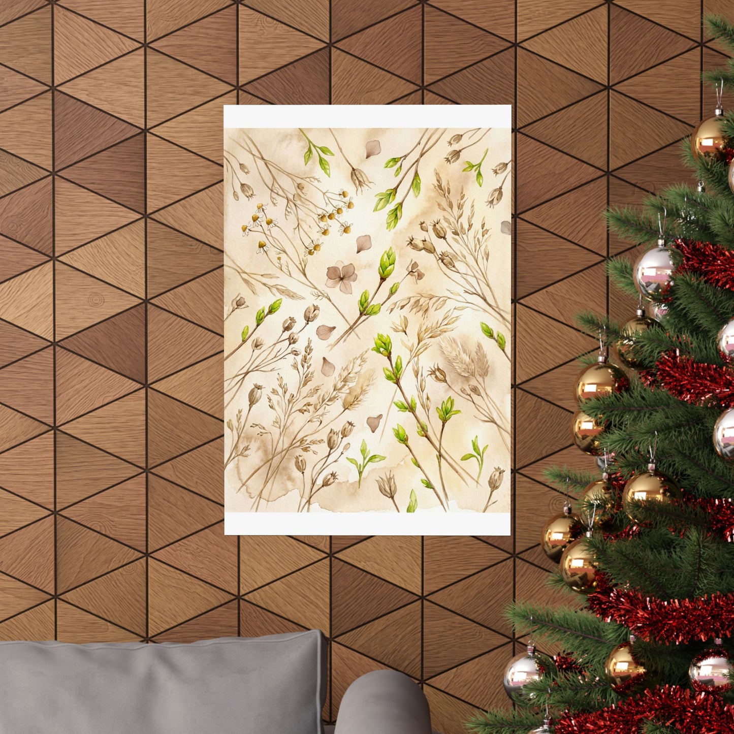 Spring Dried Flowers Watercolor Wall Art Print | Elegant Decor