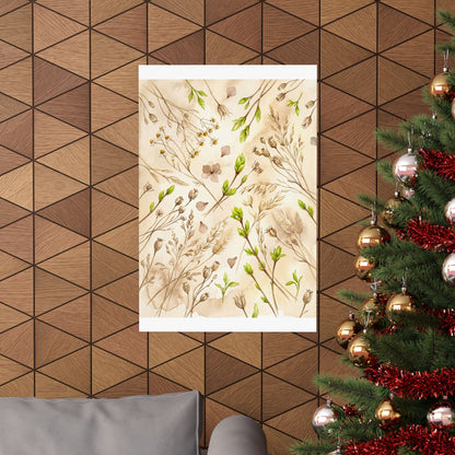 Spring Dried Flowers Watercolor Wall Art Print | Elegant Decor