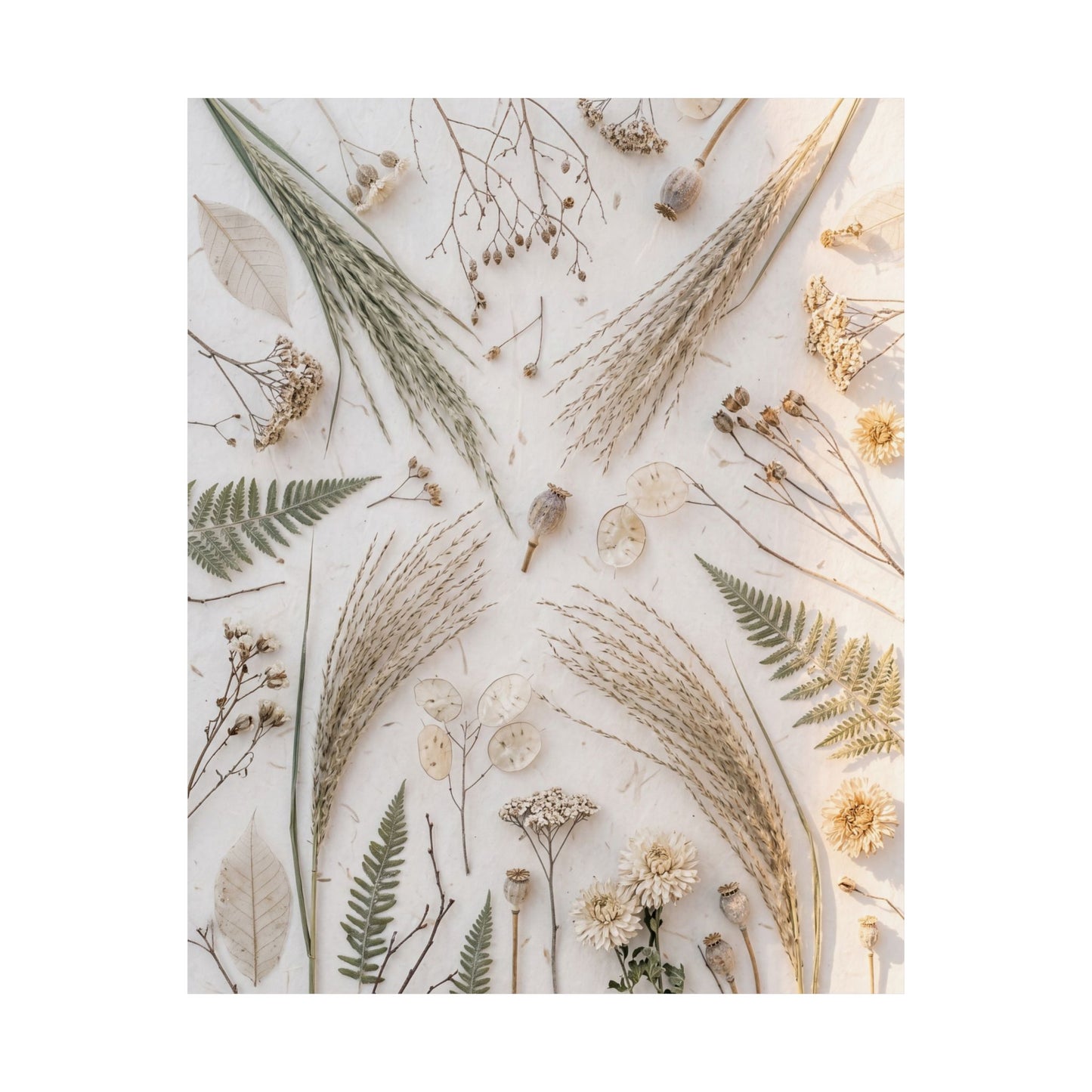 Cozy Dried Flowers Wall Art Print - Japanese Pattern Japandi