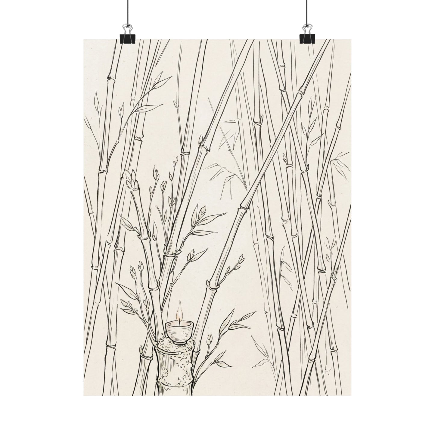 Bamboo Grove Wall Art Print | Spring Japandi Minimal Line Art