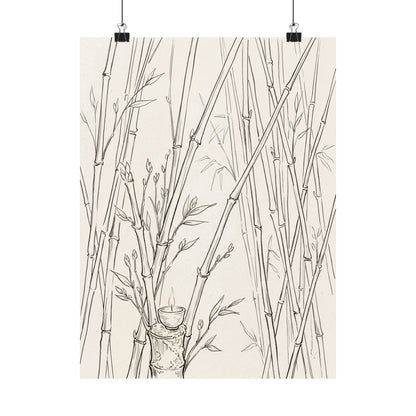Bamboo Grove Wall Art Print | Spring Japandi Minimal Line Art