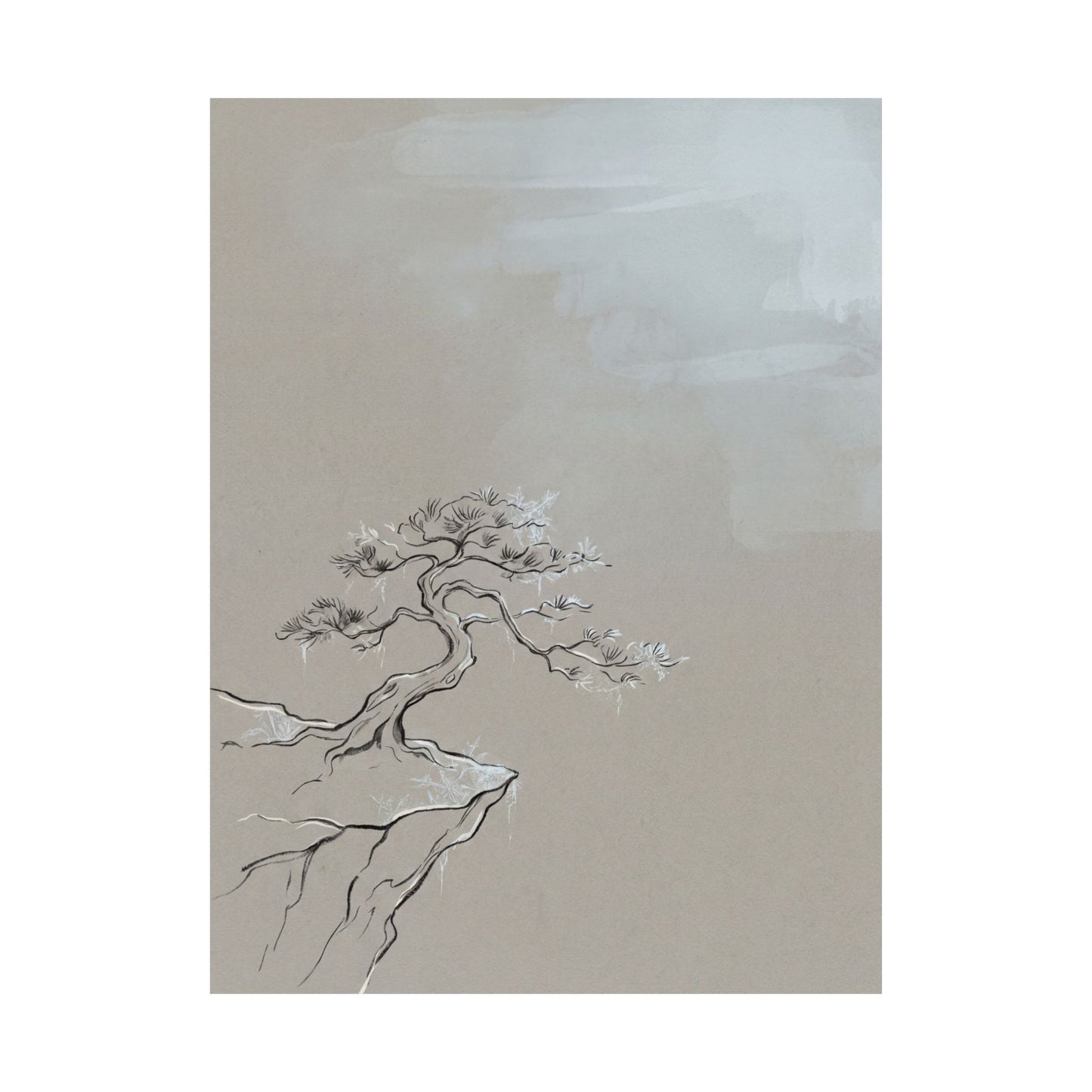 Ma Pine Tree Wall Art Print - Japandi Minimal Line