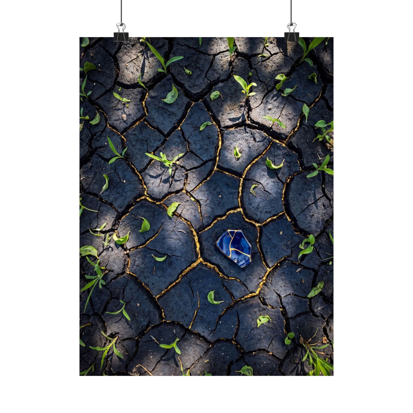 Cracked Earth Wall Art Print | Spring Dark Japandi Moody Minimal Art Art Print