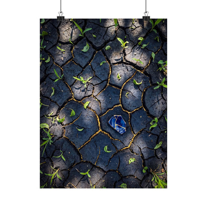 Cracked Earth Wall Art Print | Spring Dark Japandi Moody Minimal Art Art Print