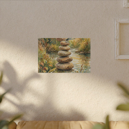 River Stones Summer Canvas Art | Japandi Cozy Design