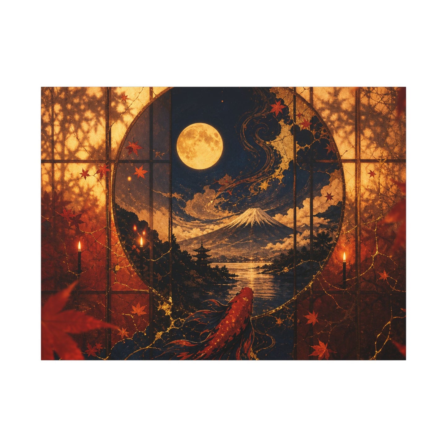 Beautiful Shoji Screen Canvas Art - Gold Vein Kintsugi