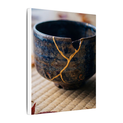 Tea Ceremony Autumn Canvas Art | Kintsugi Healing Design