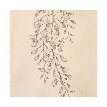 Japandi Wisteria in Golden Hour | Minimal Line Canvas Art