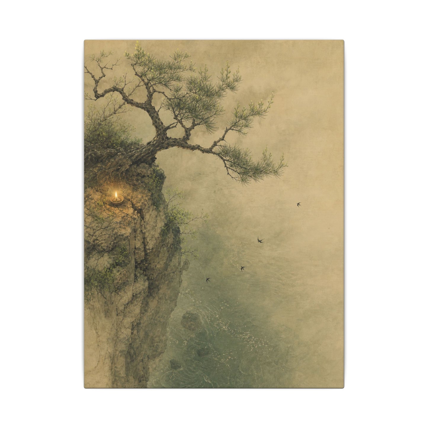 Spring Pine Tree Minimal Line Canvas Art | Earthy Decor