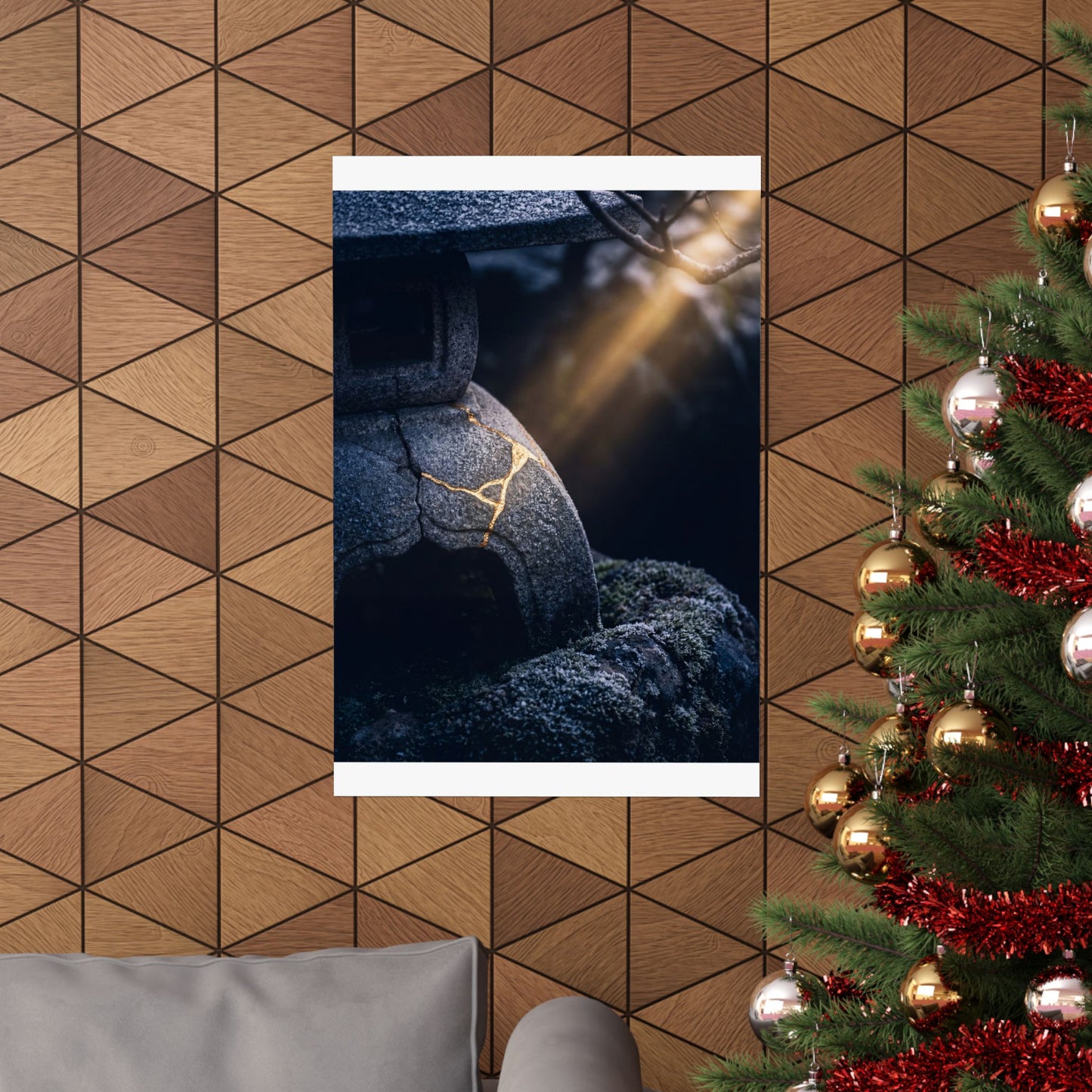 Moonlit Garden Winter Wall Art Print | Kintsugi Artful Design