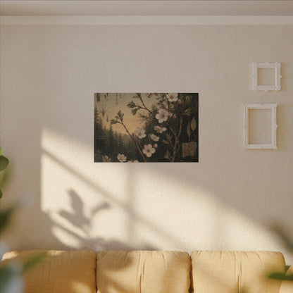 Spring Cherry Blossom Herbarium Canvas Art | Nostalgic Decor