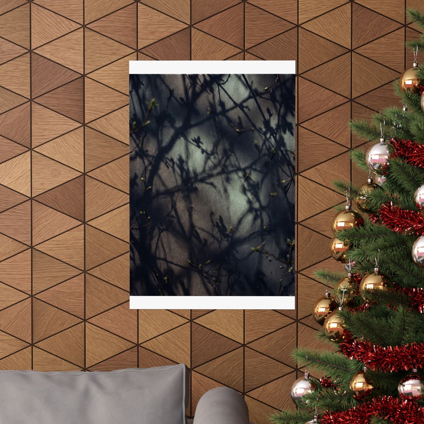Spring Shadow Play Moody Minimal Wall Art Print | Sophisticated Decor