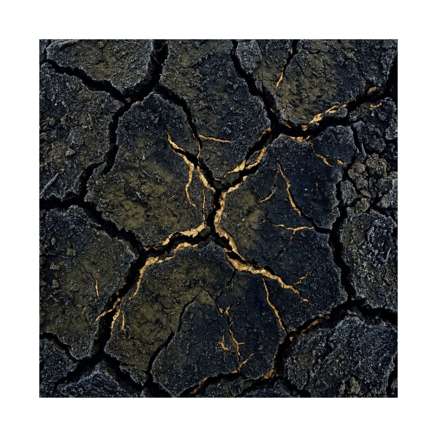 Cracked Earth Winter Wall Art Print | Dark Japandi Moody Design