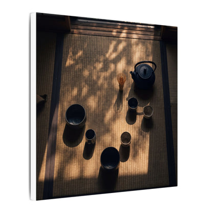 Shibui Tea Ceremony Canvas Art - Dark Japandi Shadow Zen