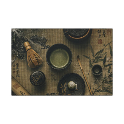 Tea Ceremony Canvas Art | Winter Zen Ukiyo E Inspired Art