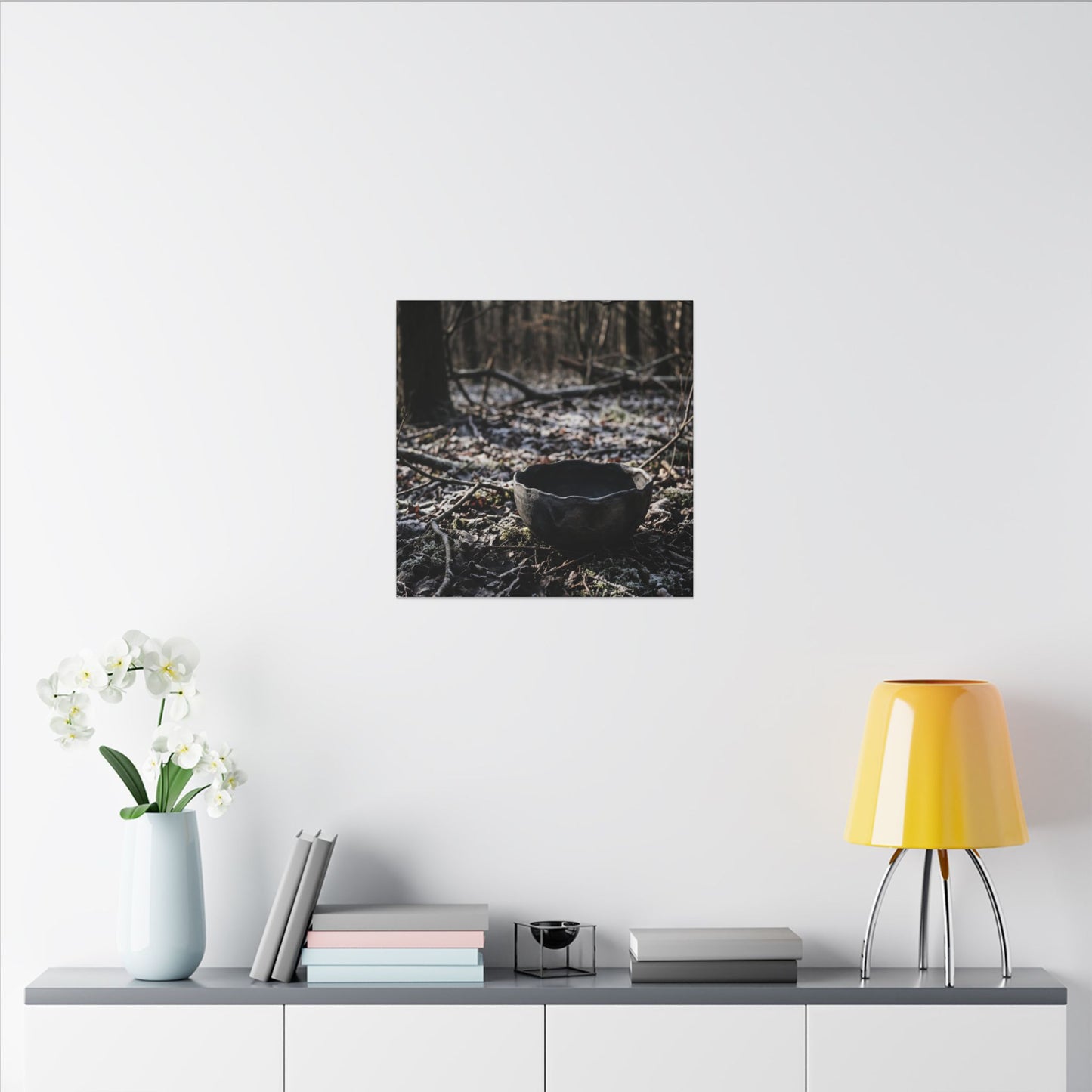 Dappled Ceramic Bowl Canvas Art - Dark Japandi Kanso