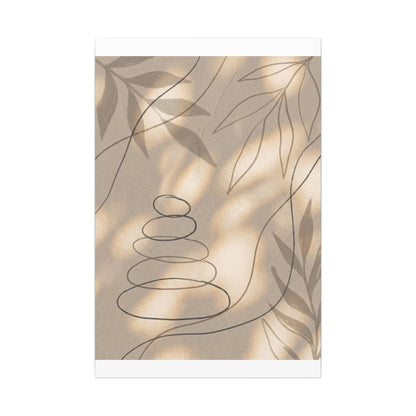 River Stones Minimal Line Canvas Art | Earthy Japandi Art