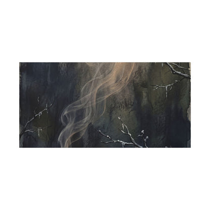 Incense Smoke Winter Canvas Art | Dark Japandi Moody Design
