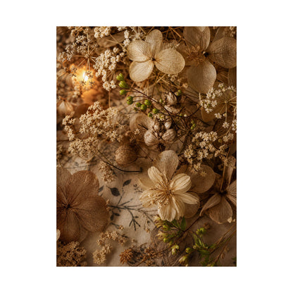 Candlelight Dried Flowers Wall Art Print - Japandi Fukinsei