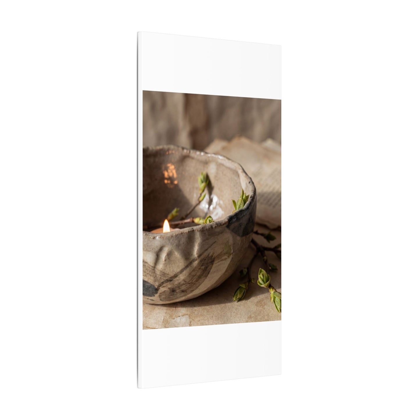 Candlelight Ceramic Bowl Canvas Art - Japandi Ma