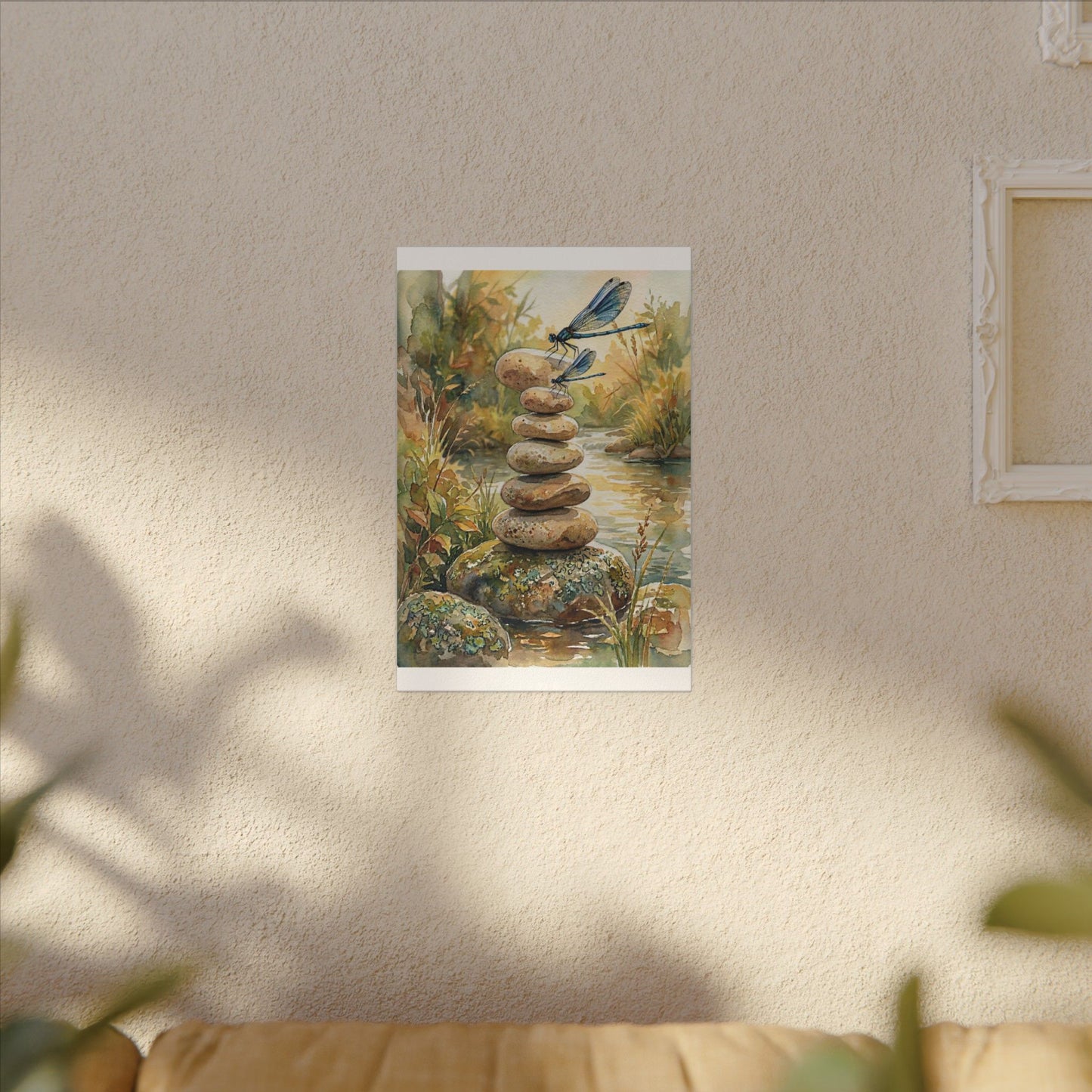 River Stones Summer Canvas Art | Japandi Cozy Design