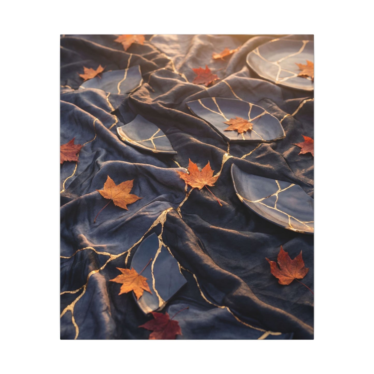 Golden Hour Silk Drape Canvas Art - Kintsugi Shibui