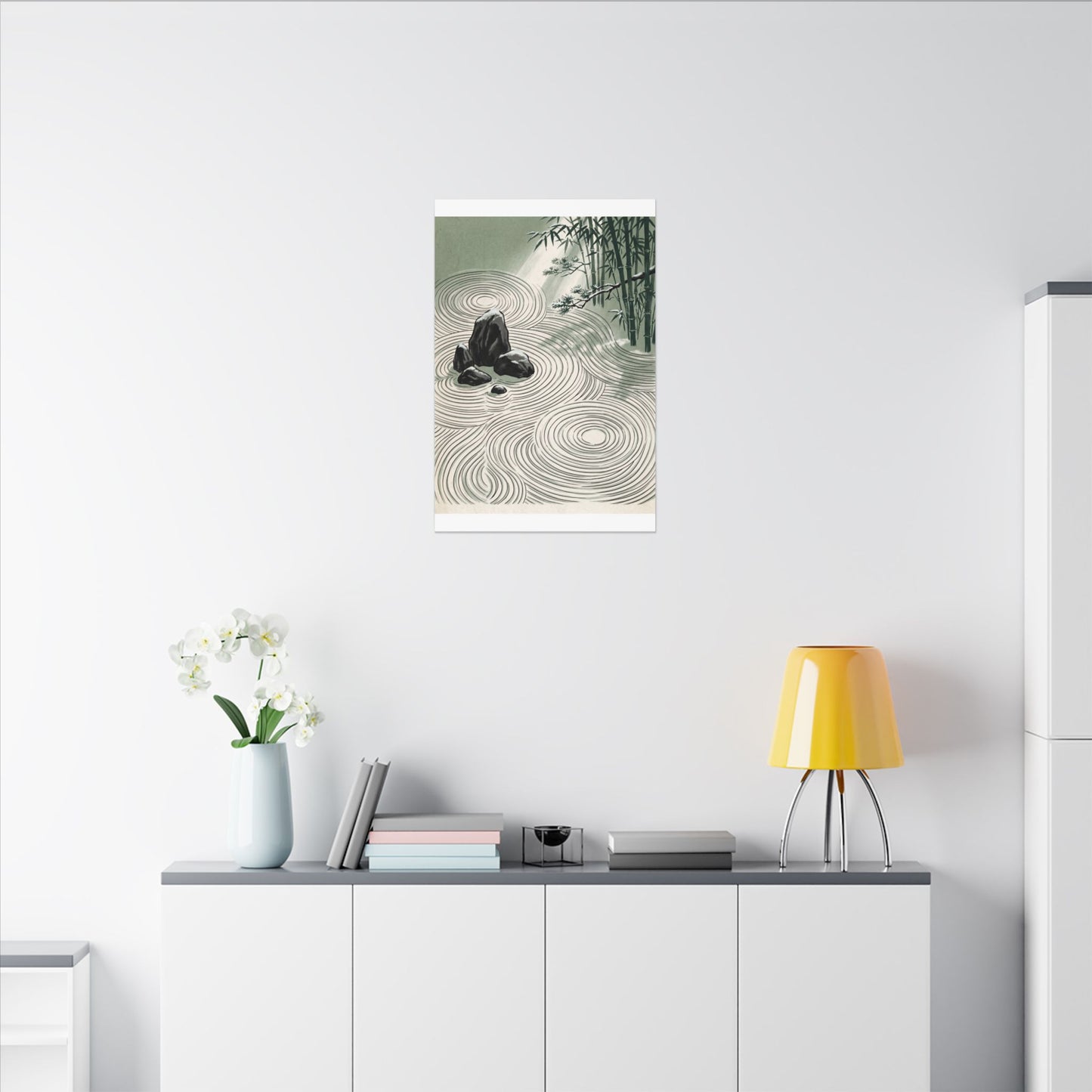Shibui Rock Garden Canvas Art - Zen Ukiyo E Inspired