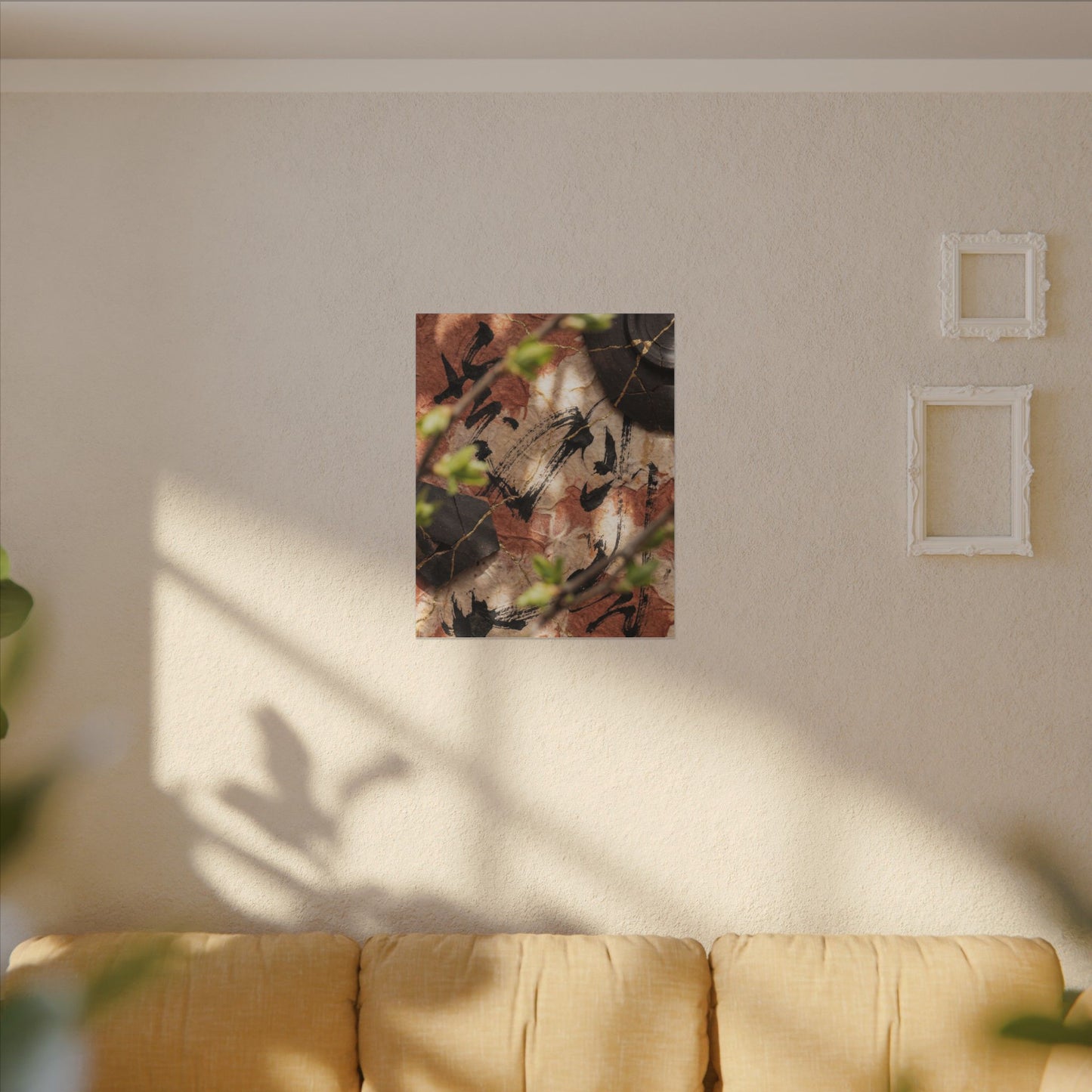 Datsuzoku Ink Brushstroke Canvas Art - Kintsugi Gold Repair